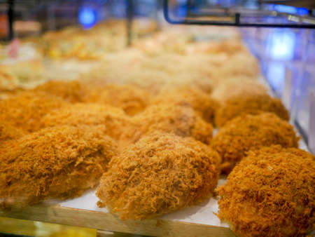 dried shredded pork bread on shelfの写真素材