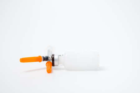 Insulin ampoule with syringe lieの写真素材