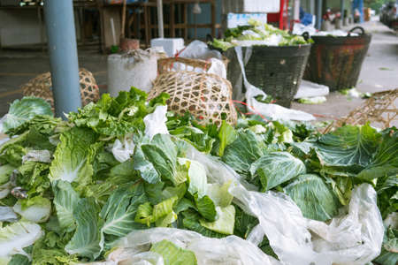 dump of vegetable waste in the fresh marketのeditorial素材