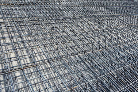 steel reinforcements at building construction siteの写真素材