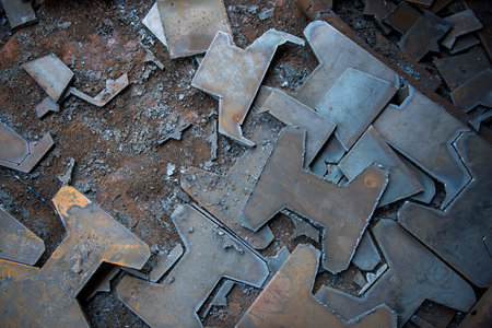 scrap metal on the floor