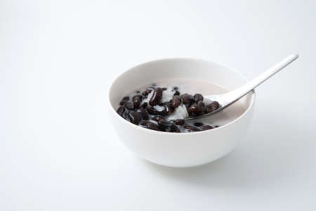 sweet sticky rice & black beans in coconut milkの写真素材