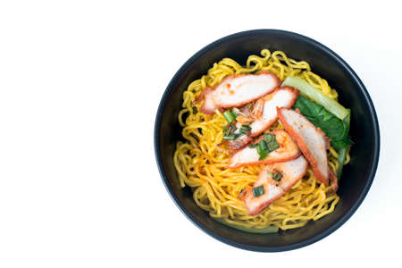 Yellow noodle with pork, Thailand street foodの写真素材