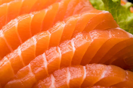 sliced salmon sashimi close upの写真素材