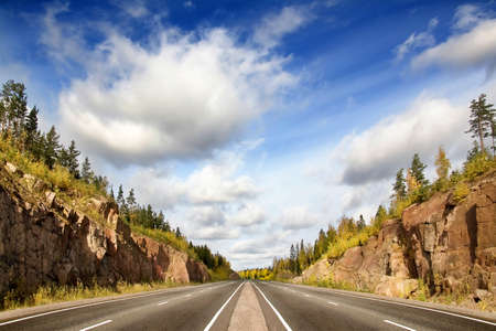 highway in rocky country, Scandinavia, Europeの写真素材