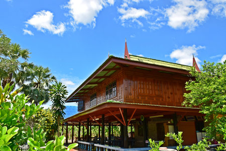 Thai house with bluesky in thailandのeditorial素材