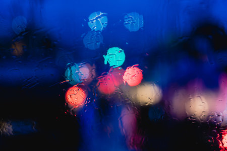 Colorful night light raindrop bokeh abstract background .Vintage pastel color tone style.