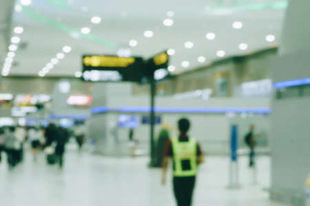 Blur traveller people at airport hallway abstract background.の写真素材