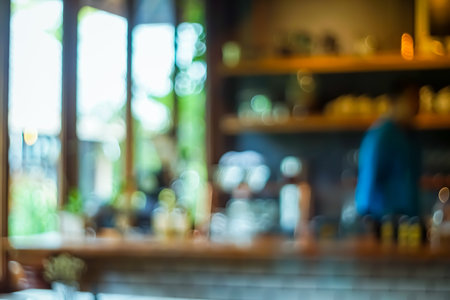 Blur coffee and restutant cafe with customers background vintage tone color style.の写真素材