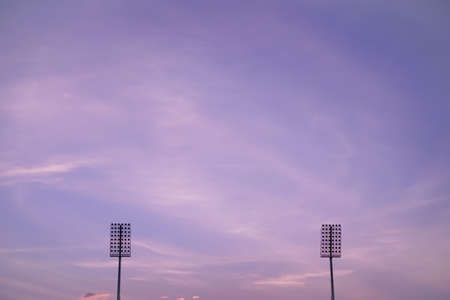 Stadium lighting on twilight colorful sky background.の写真素材