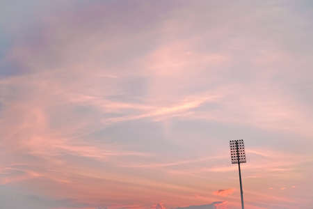Stadium lighting on twilight colorful sky background.の写真素材