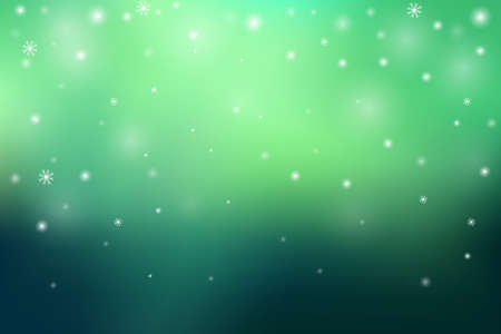 Chritmas holiday celebration theme aurora polaris  green gredient abstract background with snow flake winter season.のイラスト素材