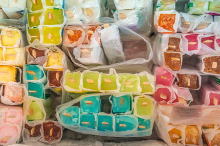 Traditional thai fruit ice cream  colorful color tone background.の写真素材