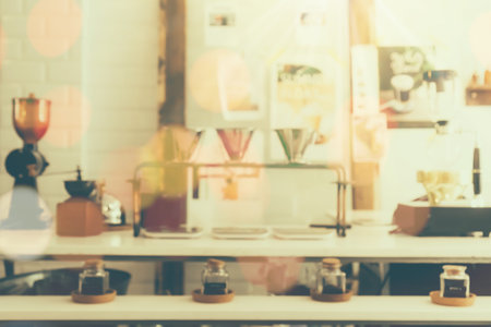 Blur coffee and restutant cafe with customers background vintage tone color style.