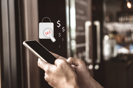 Women hand using smartphone do online selling for people shopping online with chat box, cart, dollar...