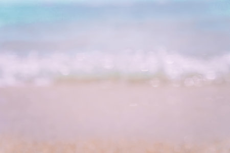 Blur Beach in summer with sun light and bokeh abstract  background.
