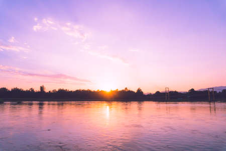 Beach with island sun light and blue sky background.の写真素材