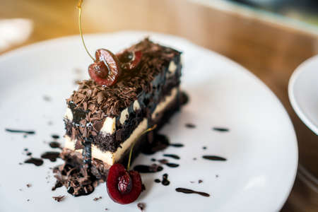 Selective focus of sweet desert with beautiful decoration colorful color.の写真素材