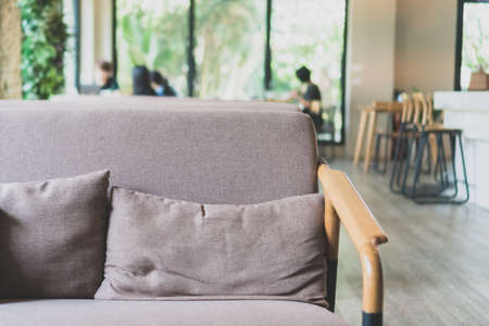 Beautiful modern living room vintage syle with nature green cafe background with comfortabl sofa.の写真素材