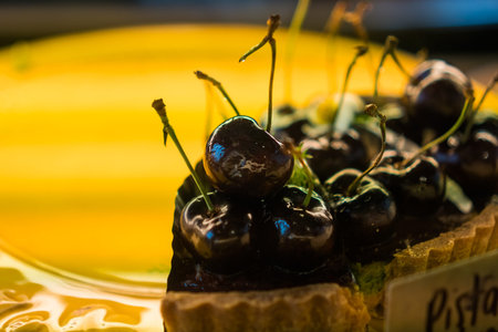 Selective focus of sweet desert with beautiful decoration colorful color.