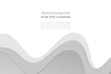 White and gray wave abstract background template with papercut style Vector EPS10 illustration. Technology concept 3D realistic Modern wallpaper texture design.のイラスト素材