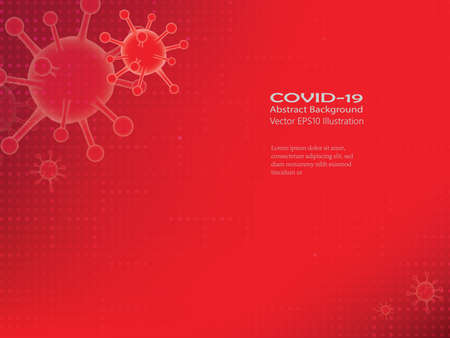 Realistic 3d virus cells dangerous symbol vector  illustration background with blank space .Novel Coronavirus COVID-19.のイラスト素材