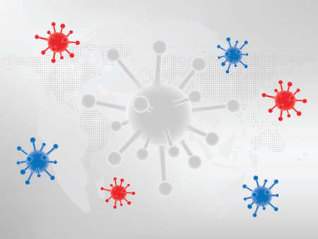 Realistic 3d virus cells dangerous symbol vector illustration background with blank space .Novel Coronavirus COVID-19.のイラスト素材