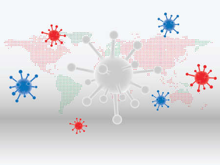 Realistic 3d virus cells dangerous symbol vector illustration background with blank space .Novel Coronavirus COVID-19.のイラスト素材