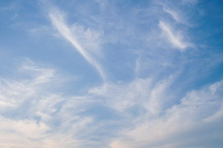 Copy space summer blue sky and white cloud with light flare from sun abstract background.