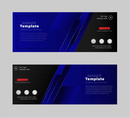 Vector EPS10 illustration abstract design banner business web template, horizontal  layout flat design set.のイラスト素材