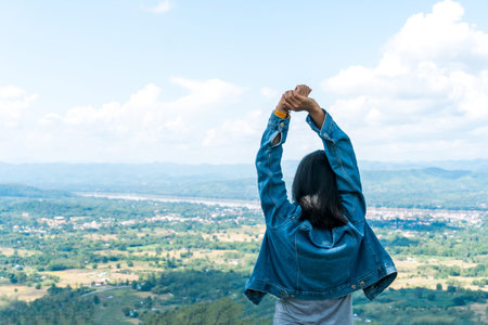 Woman travel around the world with backpack freedom and relax life concept.