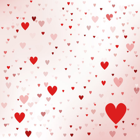 Valentines day card with copy space in the middle. Heart confetti falling over pink concept background for greeting cards, wedding invitation.のイラスト素材