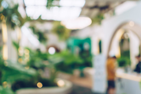 Blur coffee and restutant cafe with customers background vintage tone color style.の写真素材