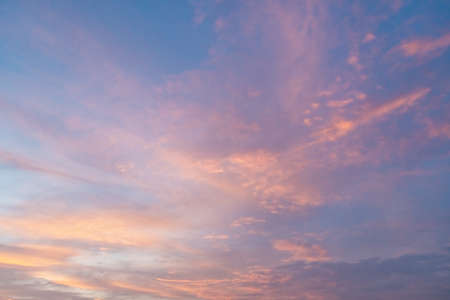 Copy space summer twilight sky and cloud with light flare from sun abstract background.の写真素材