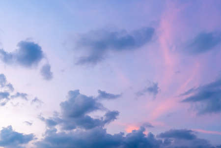 Copy space minimal concept of summer sunsey colorful sky and white cloud abstract blank background.の写真素材