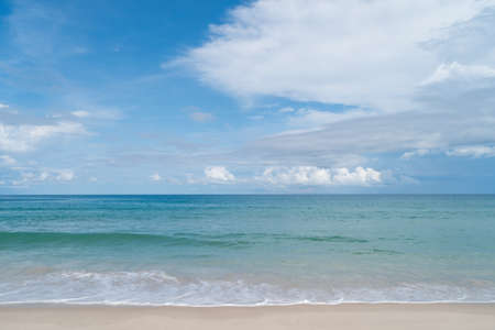 Tropical nature clean beach and white sand in summer with sun light blue sky.の写真素材