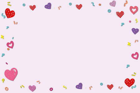 Valentine day theme paper cut art texture style background with heart icons on cute wallpaper.のイラスト素材