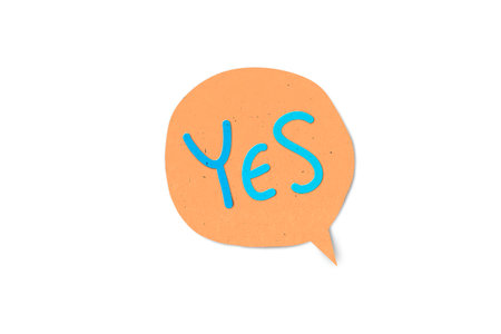 Word yes in chat box paper cut background.の写真素材