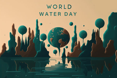 planet and drop in the wolrd water day. concept of eco and wolrd water day with family. Background,...
