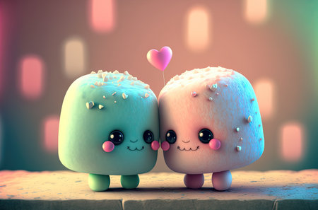 Cute Valentine's or wedding background. Valentine's Day concept in pastel color.の写真素材