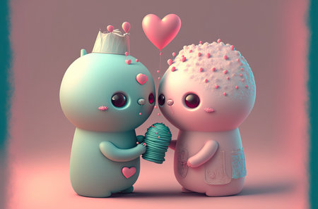 Cute Valentine's or wedding background. Valentine's Day concept in pastel color.の写真素材