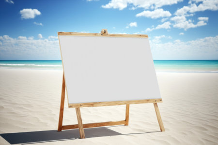 Wooden empty blank space board one beautiful blur beach in summer.の写真素材