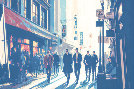 Busy hours in morning of people in capital city.の写真素材