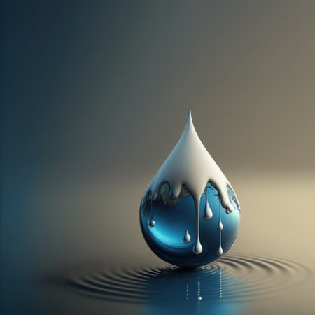 Water drop on earth copy space background. World water day conceptの写真素材