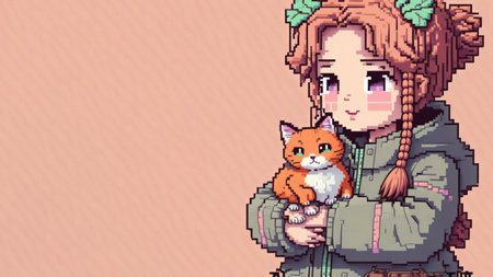 Cute background with copy space pixel art styleの写真素材