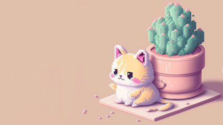 Cute background with copy space pixel art styleの写真素材