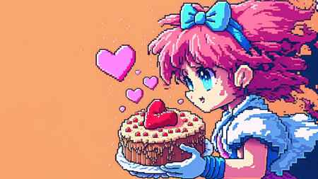 Cute background with copy space pixel art styleの写真素材