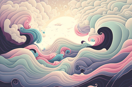 Psychic waves pastel color tone abstract background.