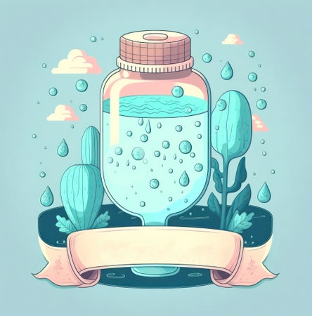 World water day cute illustration graphic with copy space background.の写真素材