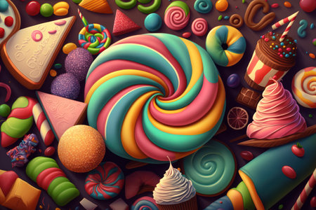 Sweet food candy dessert  colorful background graphic illustration.の写真素材